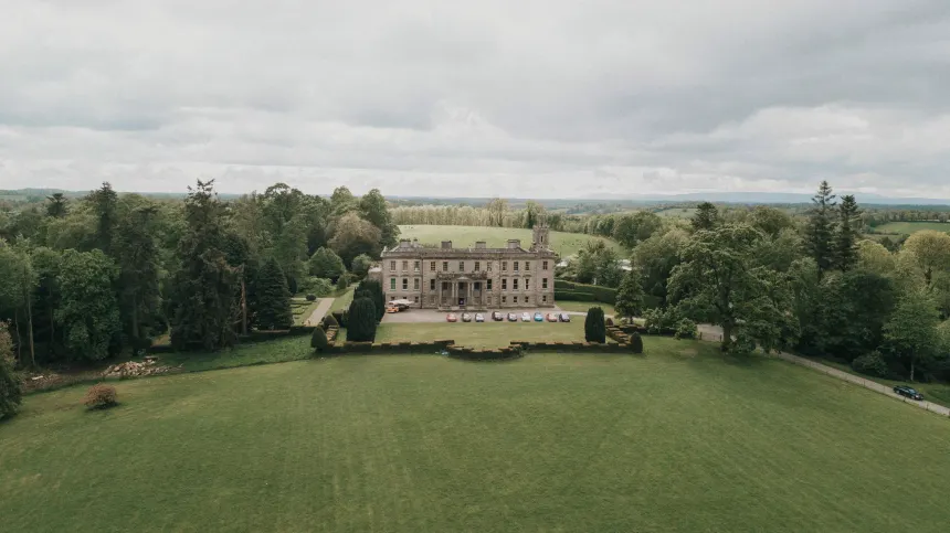 Aerial view of Hilton Park house and its parkland